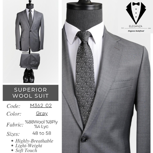 Eleganza Superior Wool Suit - Gray