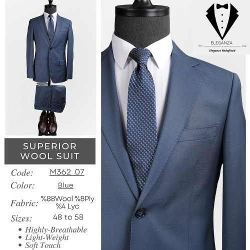 Eleganza Superior Wool Suit - Blue