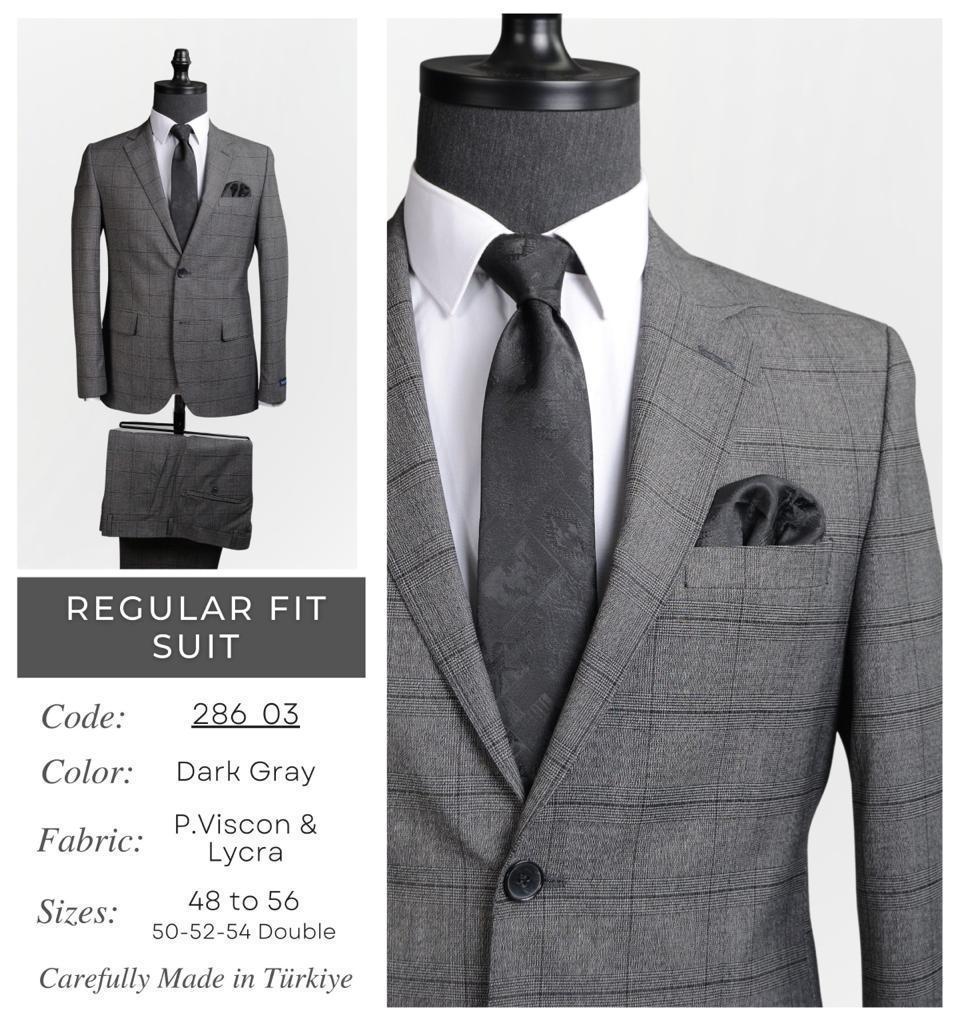 Regular Fit Dark Gray Suit