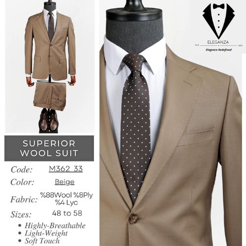 Eleganza Superior Wool Suit - Beige