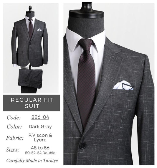 Regular Fit Dark Gray Suit