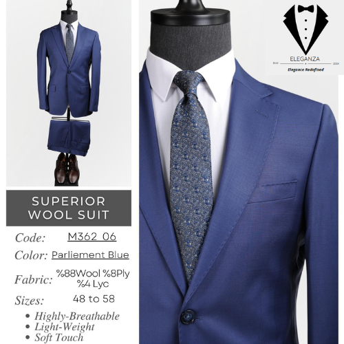 Eleganza Superior Wool Suit - Parliament Blue