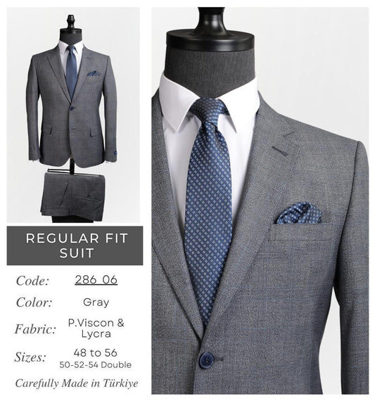 Regular Fit Gray Suit