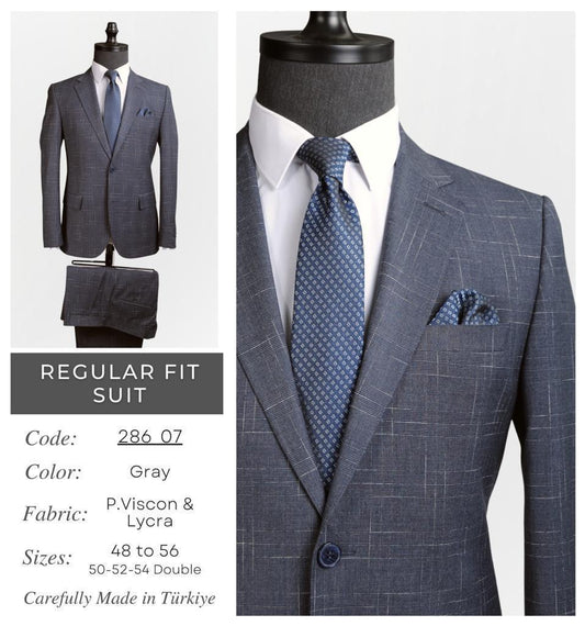 Regular Fit Gray Suit