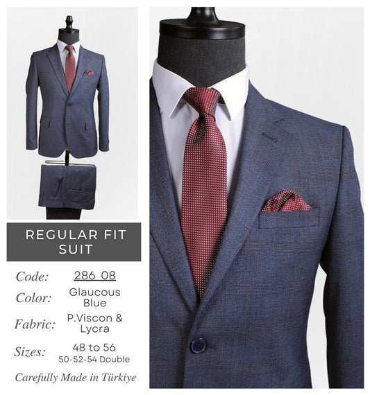 Regular Fit Glaucous Blue Suit