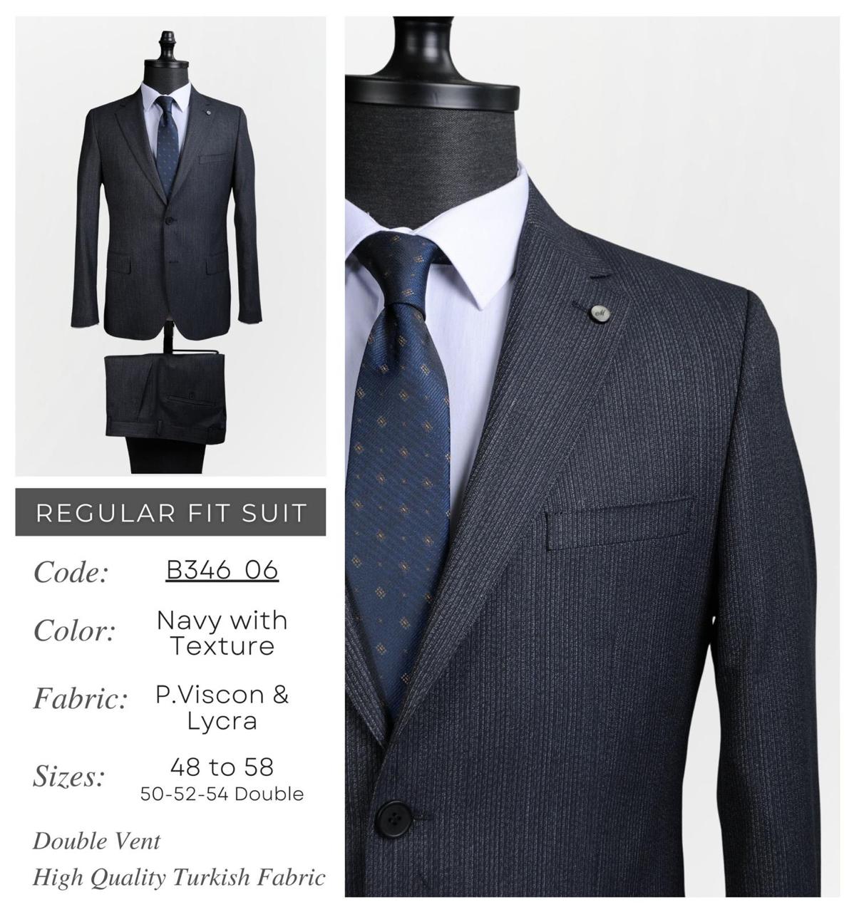 Regular Fit Navy with Texture Suit