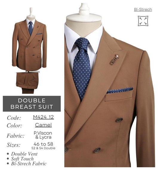 Bi-Stretch Camel Double Breast Suit