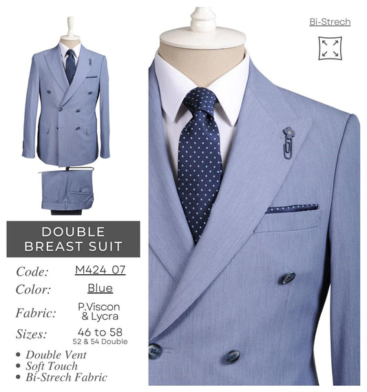 Bi-Stretch Blue Double Breast Suit