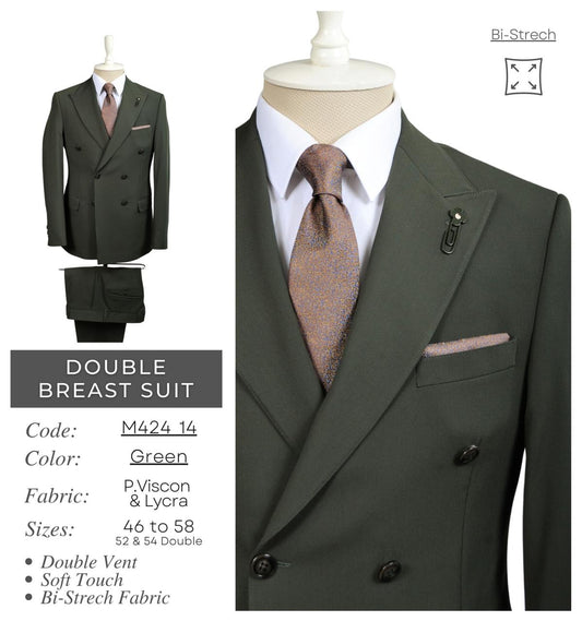 Bi-Stretch Green Double Breast Suit