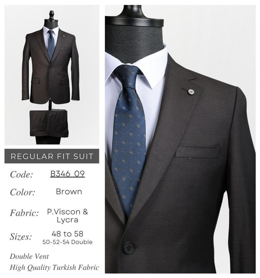 Regular Fit Brown Suit