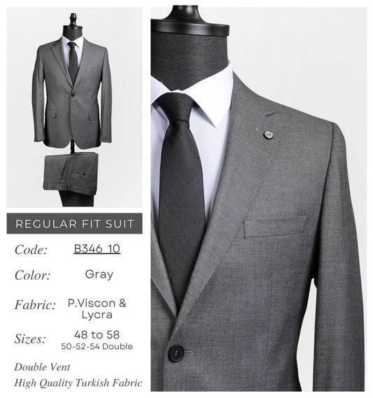 Regular Fit Gray Suit