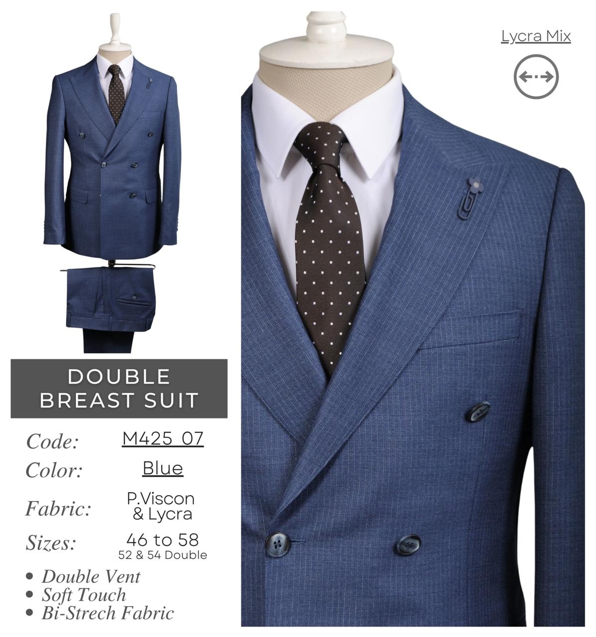 Bi-Stretch Blue Double Breast Suit