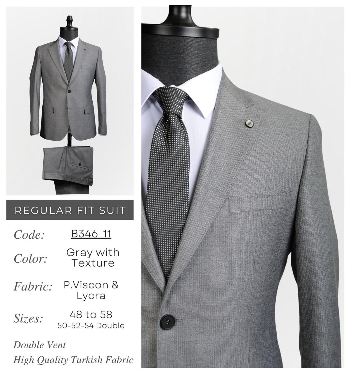 Regular Fit Gray with Texture Suit