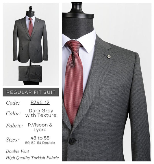 Regular Fit Dark Gray with Texture Suit