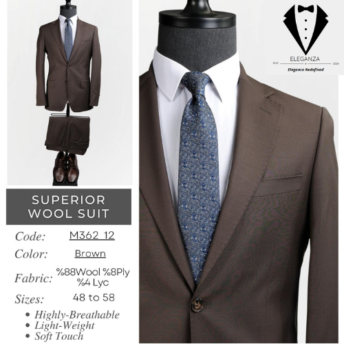 Eleganza Superior Wool Suit - Brown