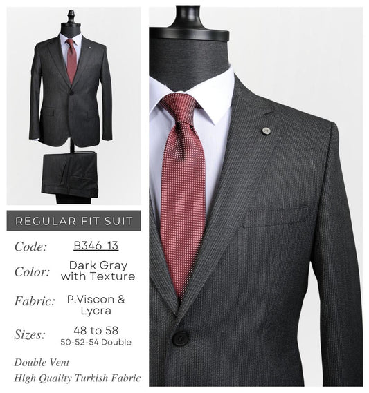 Regular Fit Dark Gray with Texture Suit